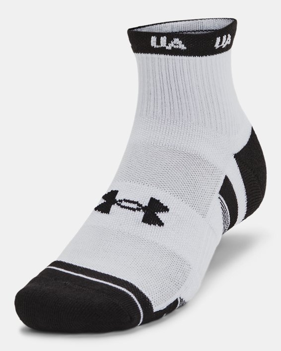 Unisex UA Performance Tech 3-Pack Quarter Socks in White image number 1
